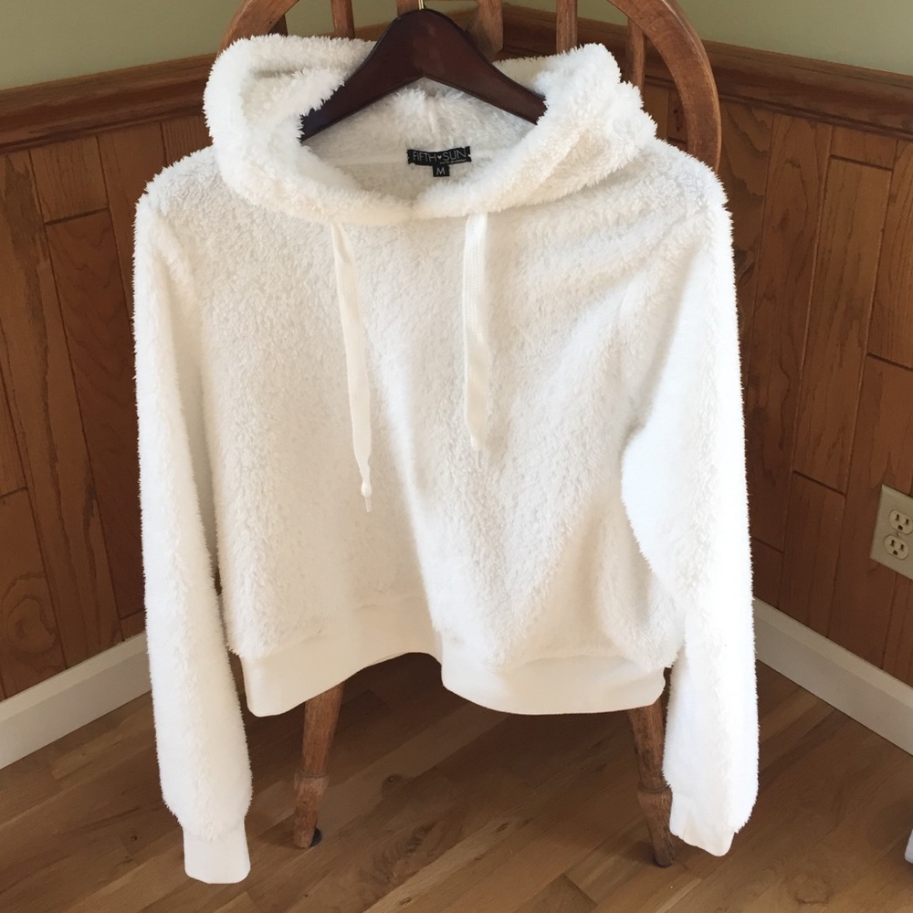 Super Cozy Sherpa-like cropped hooded sweatshirt